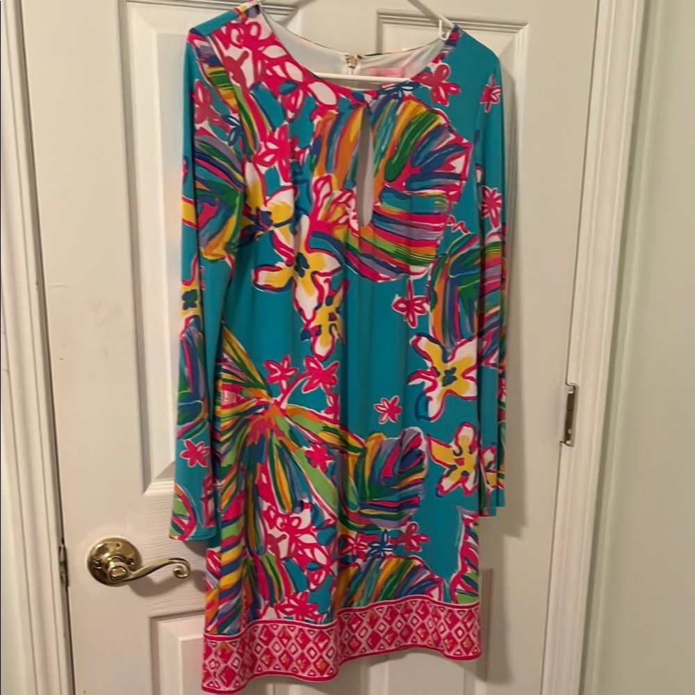 Lilly Pulitzer Blue and Pink Long Sleeve Sundress